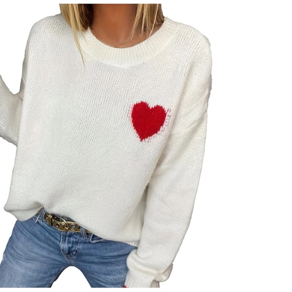 Lopecy-Sta Womens Sweatshirts Trendy Valentines Sweatshirts for Women Soft Winter Fall Cute Valentine's Heart Love Tees Love Pullover Long Sleeve Tops