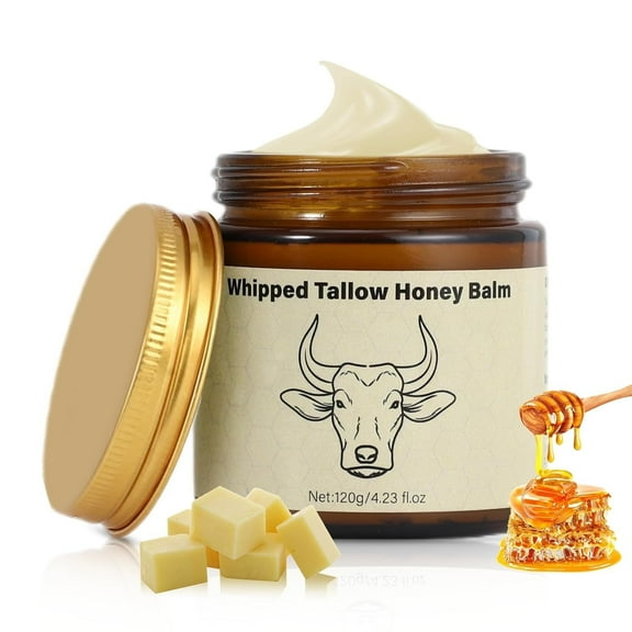 Lopeie Beef Tallow for Skin, Beef Tallow Face Moisturizer, Tallow and Honey Balm, Organic Grass Fed Whipped Beef Tallow, Beef Tallow Moisturizer for Face & Body, Suitable For All Skin Types(4.23oz)