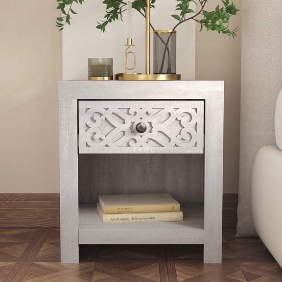 GALANO Lophelia 1 Drawer Nightstand - Dusty Gray Oak