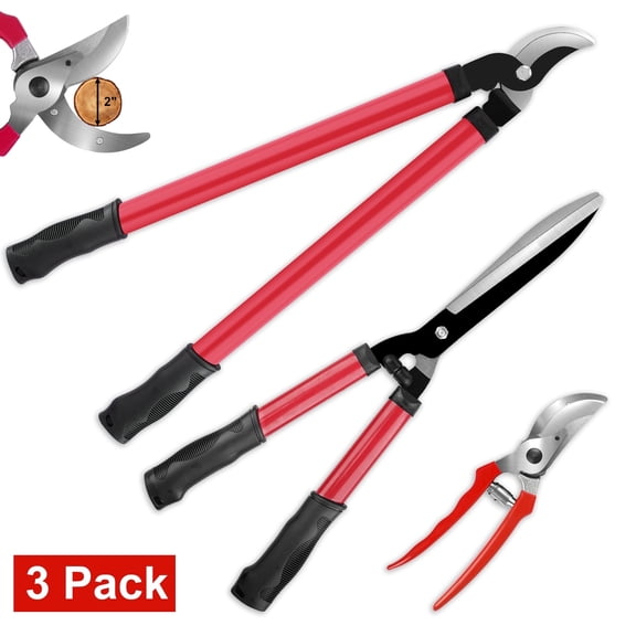 3PCS Loppers, Hedge Shears & Pruning Shears Set, Professional Branch Cutter Tree Trimmer, Garden Shears for Yard, Lawn, Shrubs, Hedges, Outdoor Gardening