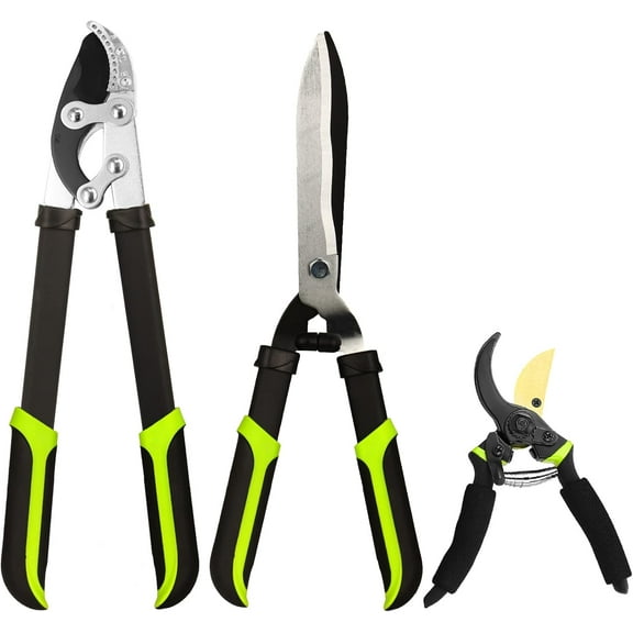 Loppers Hedge Clippers & Pruners Combo Set 3-Piece Hedge Shears, Sharp Tree Trimmer Branch Cutter for Yard, Lawn & Garden, Professional Tree Clippers Yard Clippers for Indoor & Outdoor Gardening