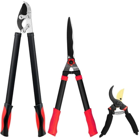 Loppers Hedge Shears & Pruners Combo Set 3-Piece Hedge Clippers, Heavy Duty Tree & Shrub Care Kit for Yard, Lawn & Garden, Professional Branch Cutter Tree Trimmer for or Gardening