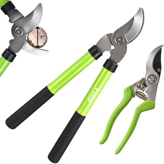 Loppers for Tree Trimming 15"Branch Cutter & Pruning Loppers Set Rust-Resistant Bypass Pruners Tree Trimmer Clippers,1"Cut Diameter,Short Handle Garden Shears Tools for Gardening Yard,Limb,Plant 2Pcs