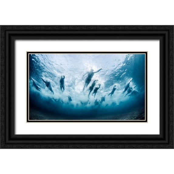 Lopresti, Davide 24x15 Black Ornate Wood Framed with Double Matting Museum Art Print Titled - Swim
