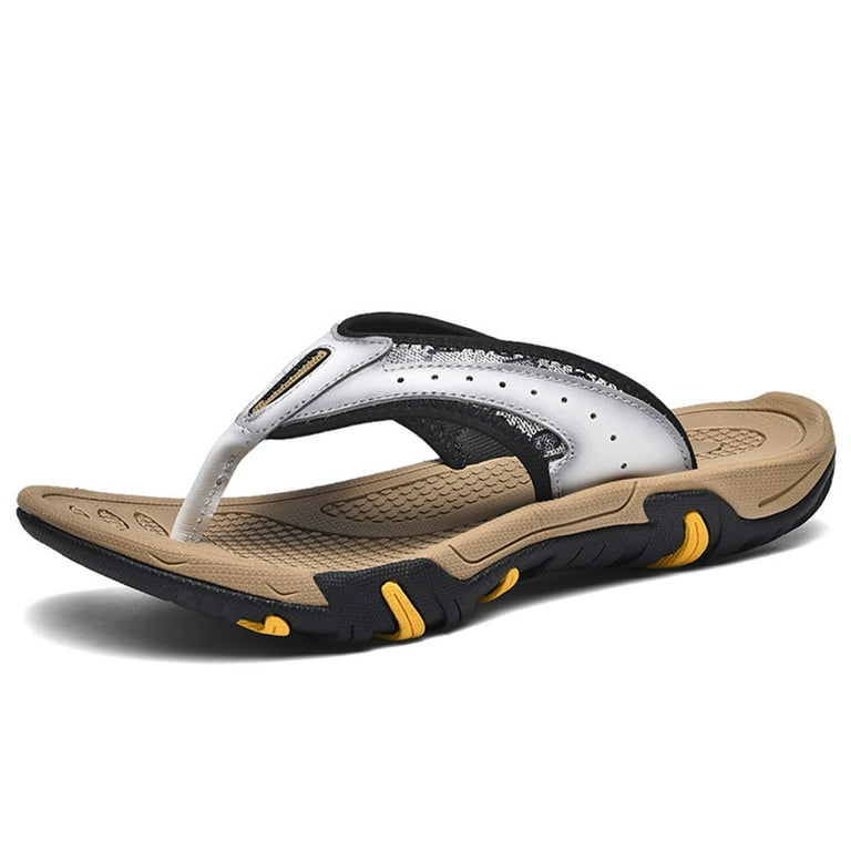 Lopsie Arch Support Leather Flip Flops for Men Thong Slippers Casual Beach Mens Sandals White Walmart