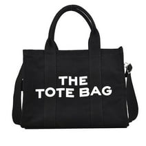 Lopsie Black Canvas Tote Bag for Women with Zipper Shoulder Crossbody Tote Purse for Travel Work