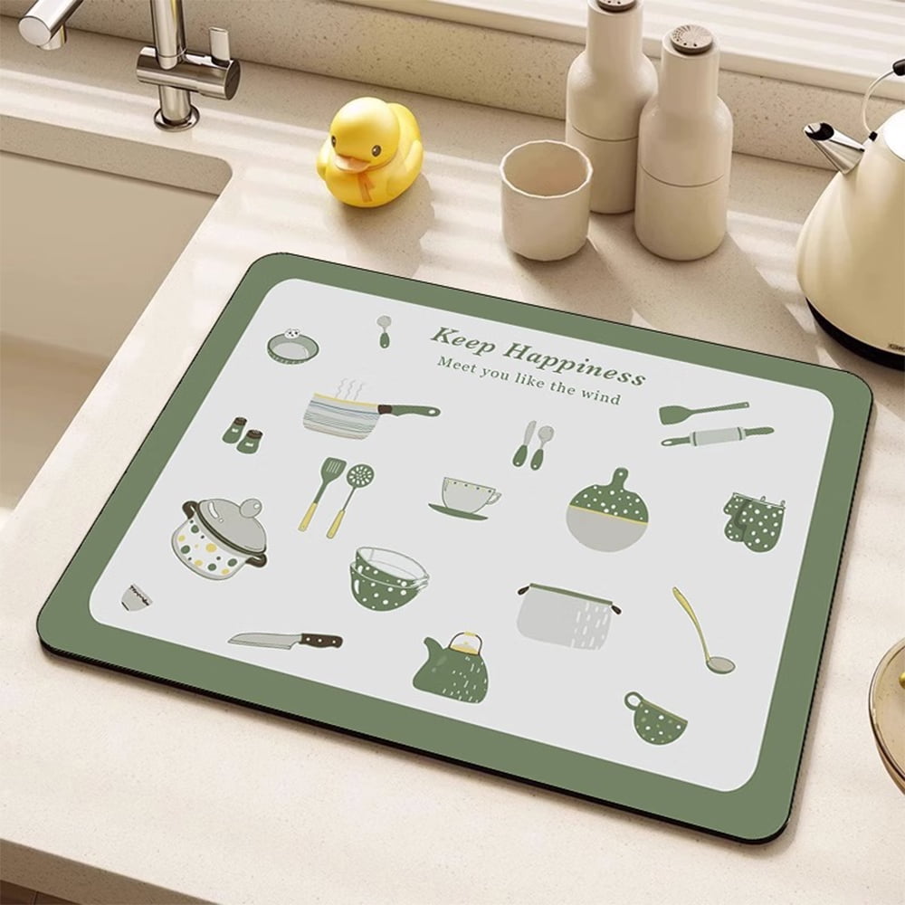 Lopsie Dish Drying Mat for Kitchen, Absorbent Microfiber Dishes Drainer ...