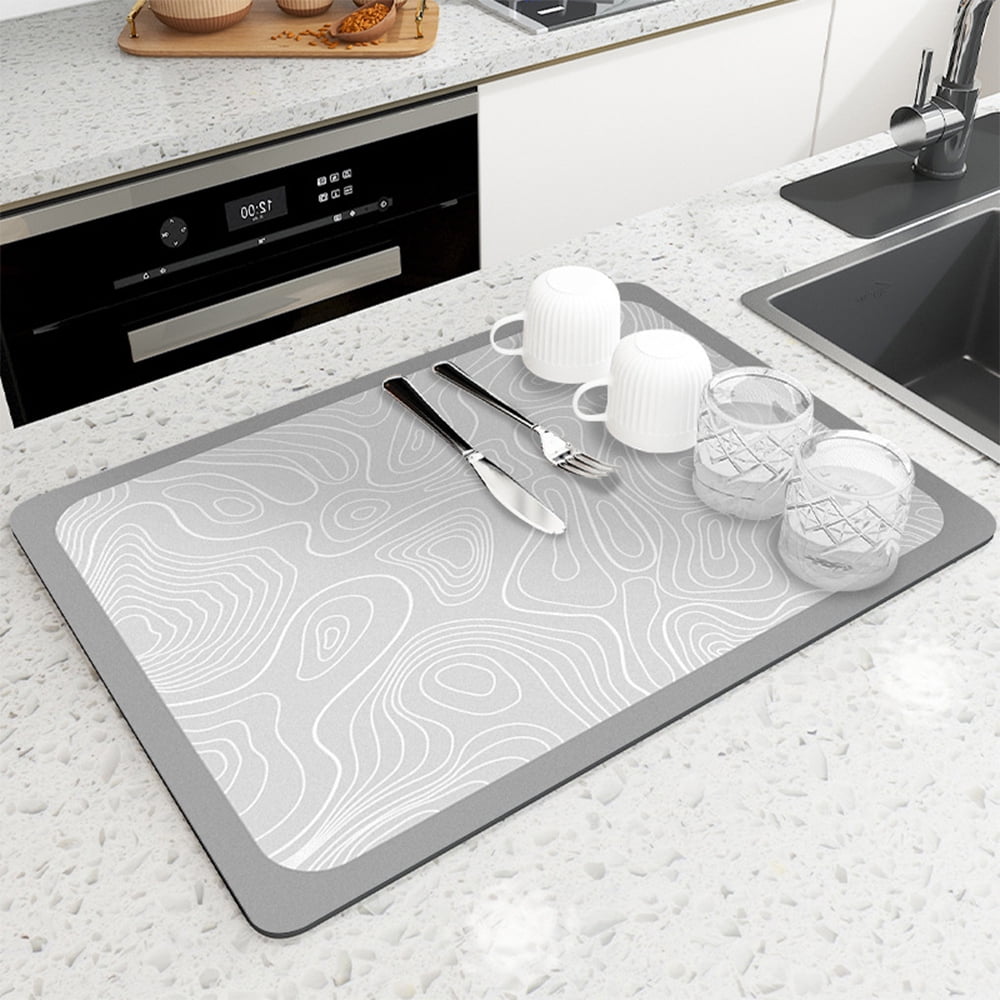 Lopsie Dish Drying Mat for Kitchen Absorbent Microfiber Dishes Drainer Mats Heat Resistant Washable Rubber Drying Rack Mat for Dishes Easy Clean Walmart