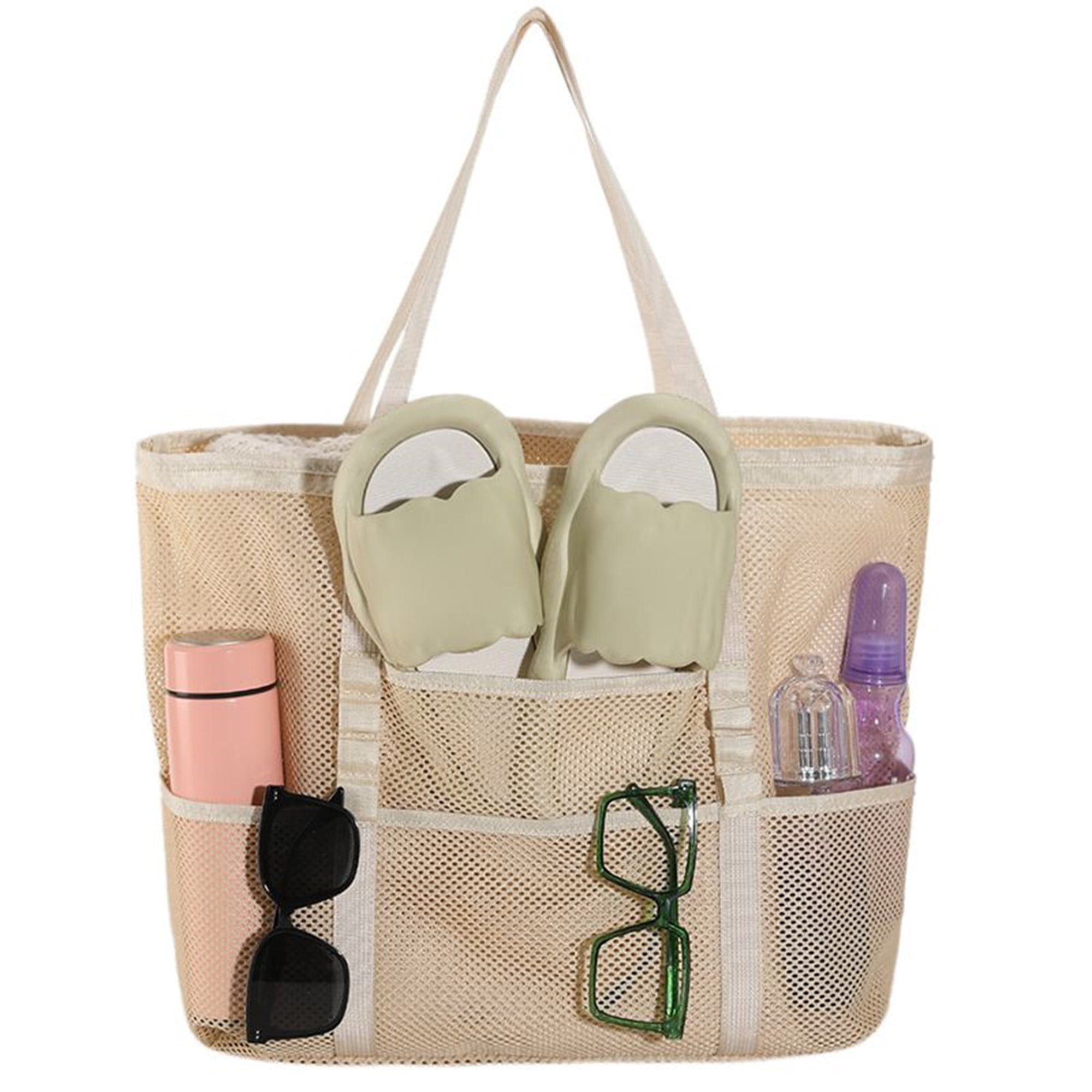 Lopsie Extra Large Mesh Beach Bags for Women Tote Bag with Zipper for