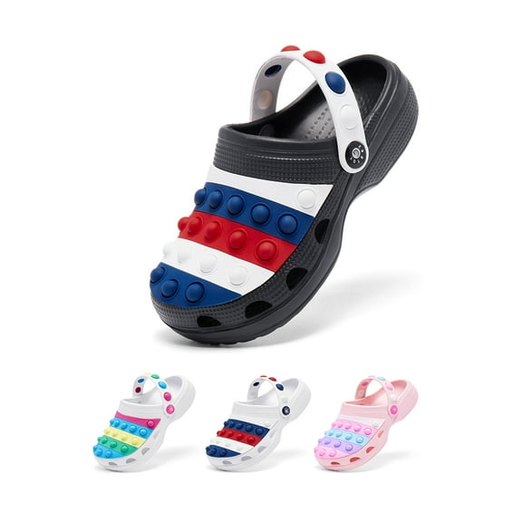 Lopsie Little Big Kids Clogs Fidget Pad Style Slipper Slide on Garden Shoe for Boy Girl