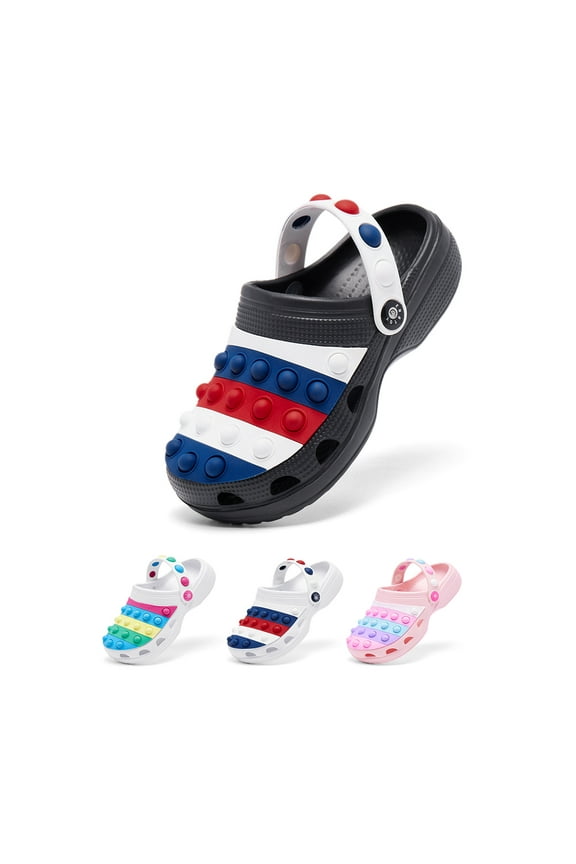 Little Big Kids Clogs Fidget Pad Style Slipper Slide on Garden Shoe for Boy Girl