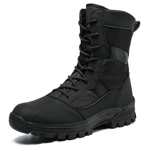 Lopsie Men's Ankle Boots Lightweight Tactical Combat Boots, Mid Shaft, Black, Size 9