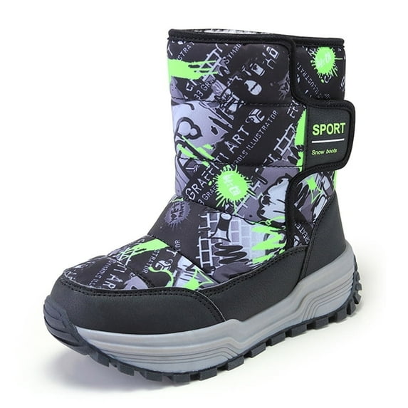 Lopsie WARMTUNE Boys Snow Boots Waterproof Girls Winter Shoes Warm Shoes for Kids non slip Outdoor Shoes