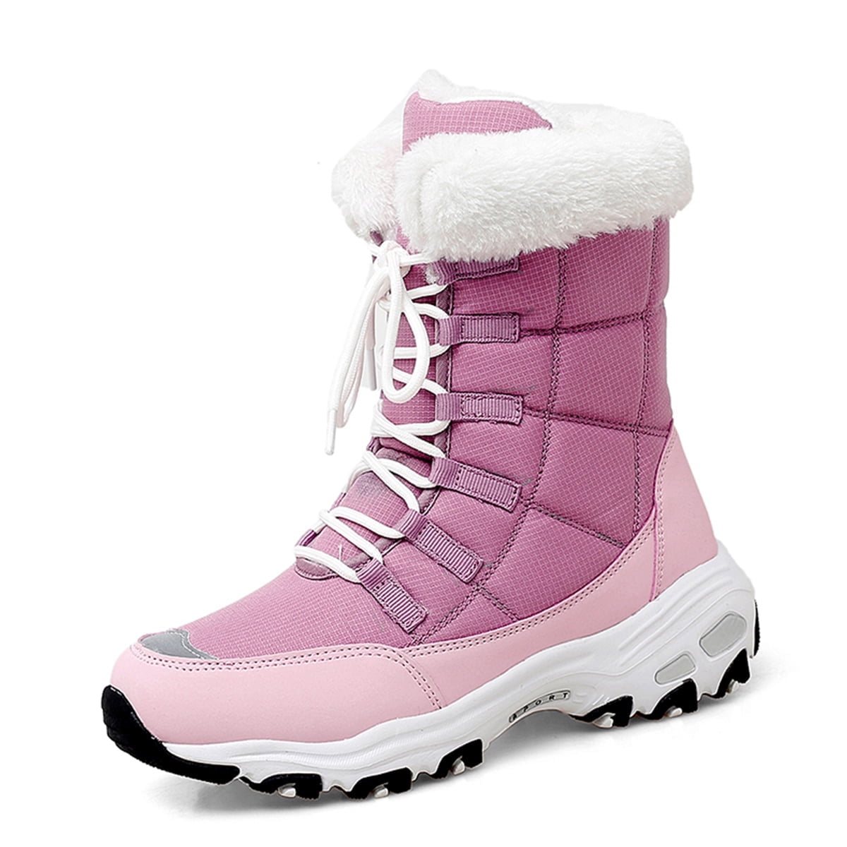 Lopsie Winter Warm Snow Boots for Women Comfortable Faux Fur Lined Outdoor Snow Shoes Waterproof Hiking Boots