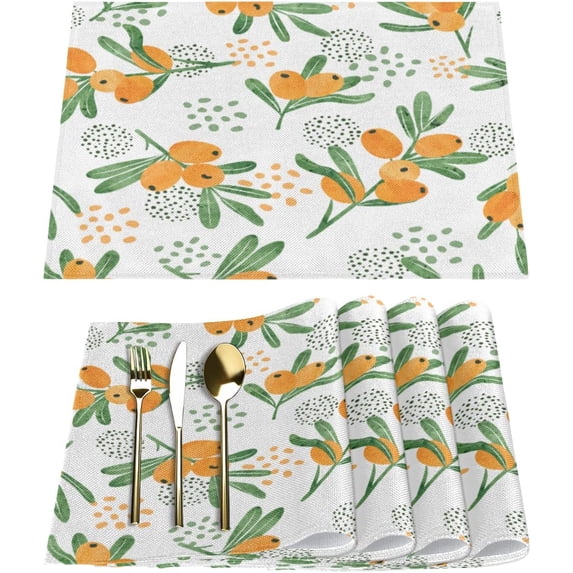 Loquat Placemats Set of 4 Rectangle Table Mats Washable Heat-Resistant Place Mat for Kitchen Dining Table Decor Indoor Outdoor
