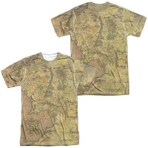 Lor - Middle Earth Map (Front/Back Print) - Short Sleeve Shirt - XXX-Large