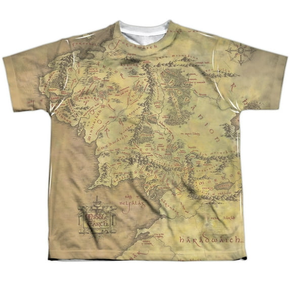 Lor - Middle Earth Map - Youth Short Sleeve Shirt - Large