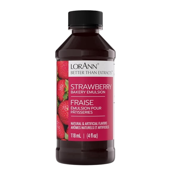 LorAnn Oils Strawberry Flavoring For Baking - Emulsion Strawberry Extract Substitute - 4 oz