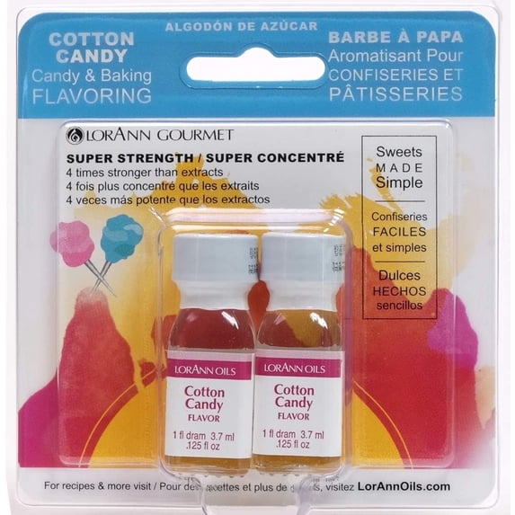 LorAnn Oils Super Strength Flavoring - Used For Candy Making, Flavoring Extracts, Baking, Hard Candy, and Flavor Oils - Bold, Natural Flavors 4X Stronger Than Extracts - Cotton Candy, 1 fl dram