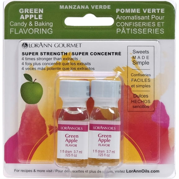 LorAnn Oils Super Strength Flavoring - Used For Candy Making, Flavoring Extracts, Baking, Hard Candy, and Flavor Oils - Bold, Natural Flavors 4X Stronger Than Extracts - Green Apple, 1 fl dram