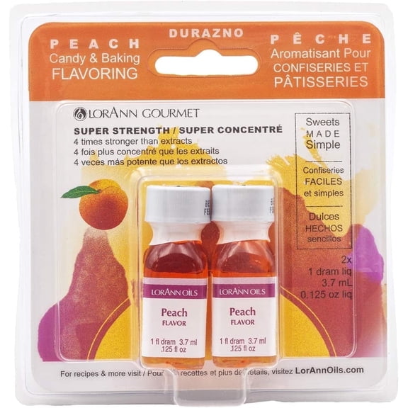 LorAnn Oils Super Strength Flavoring - Used For Candy Making, Flavoring Extracts, Baking, Hard Candy, and Flavor Oils - Bold, Natural Flavors 4X Stronger Than Extracts - Peach, 1 fl dram