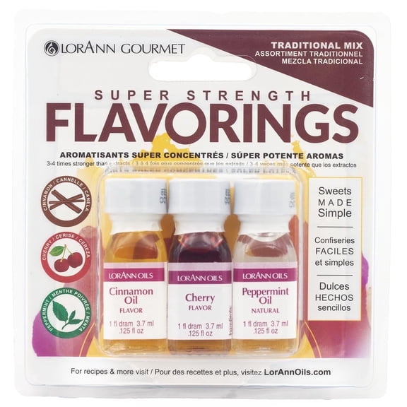LorAnn Oils Super Strength Flavoring - Used For Candy Making, Baking, Hard Candy, and Flavor Oils, Cinnamon, Cherry, Peppermint, 1 fl dram each