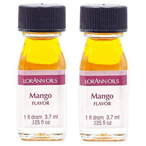 LorAnn Oils Super Strength Flavoring - Used For Candy Making, Flavoring, Baking, Hard Candy, & Flavor Oils - Bold, Natural Flavors 4X Stronger Than Extracts - Mango, Pack of 2, 0.125 fl oz