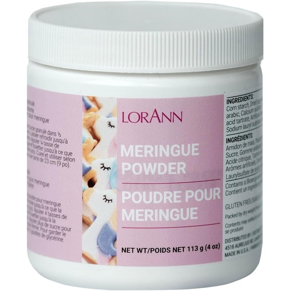 LorAnn Oils Meringue Powder Gluten-Free, Kosher & Nut-Free Essential for Royal Icing, Baking & Decorating No Artificial Colors Perfect for Cookies & Cakes - 4oz