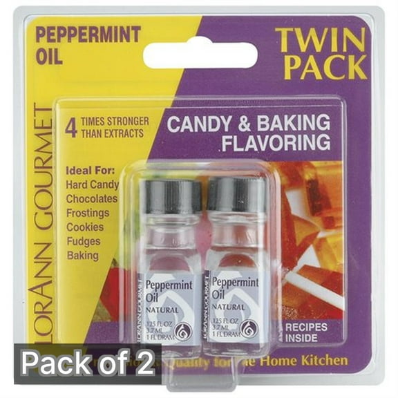 LorAnn Oils Candy/Baking Flavoring, Peppermint Oil, 2 Pack, 7.4 ml