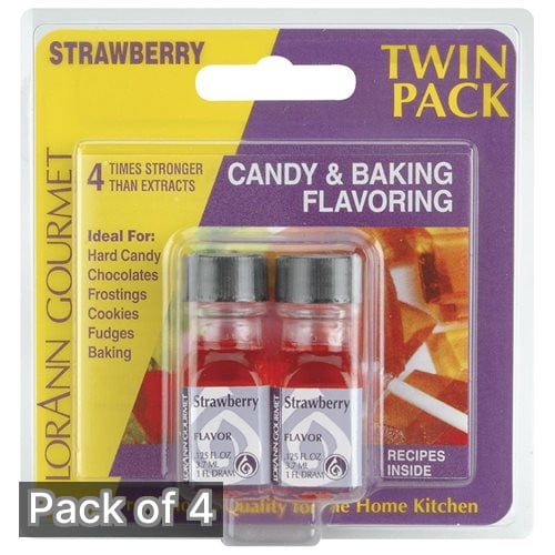 LorAnn Oils Candy and Baking Flavoring, Strawberry, 0.125 fl oz, Pack of 4