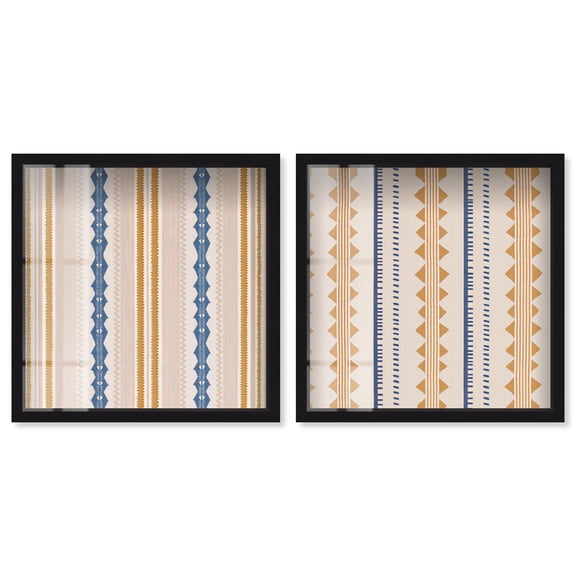 Lora and Laura Weave Shadowbox Print Modern Wall Art Set by Art Remedy, Black Frame, 12 x 12