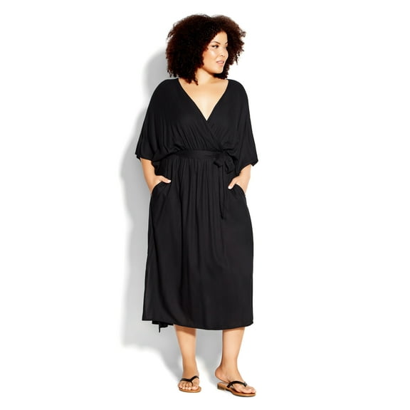Loralette Women's Plus Size Day Date Plain Wide Sleeves Maxi Dress