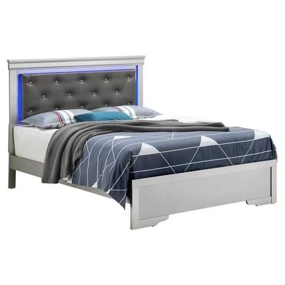 Lorana Panel Beds, Silver Champagne & Black - King Size