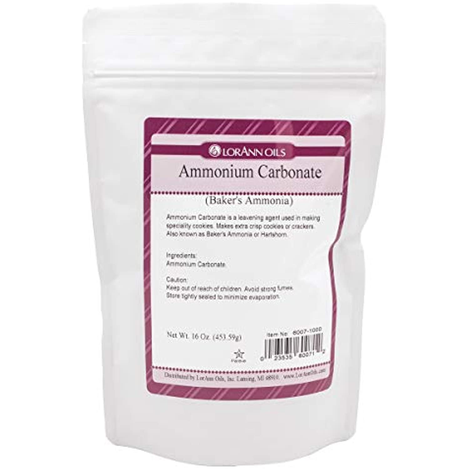 Lorann Bakers Ammonia ( Ammonium Carbonate) 16 Ounce Pouch