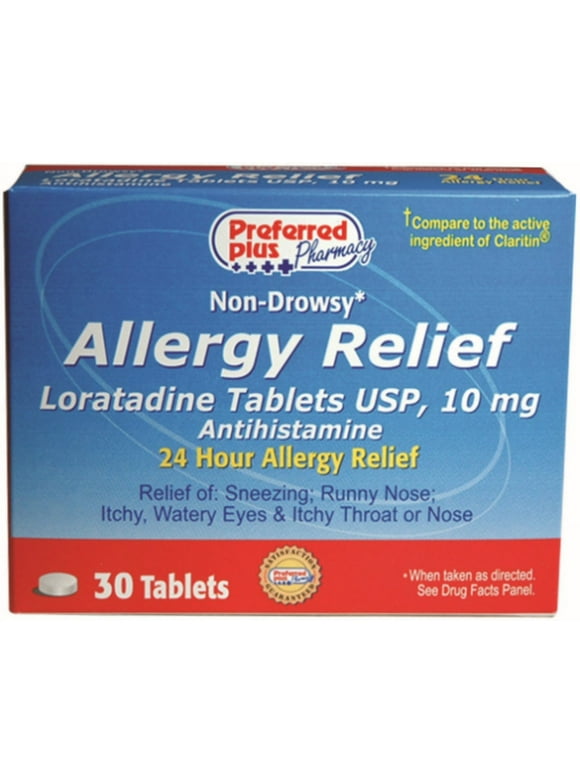 Loratadine USP 10mg Antihistamine Allergy Relief Tablets 30 ea