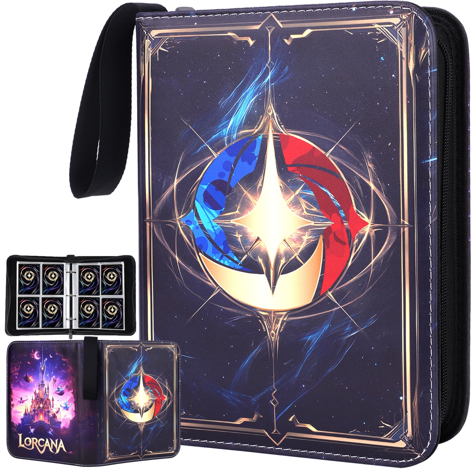 Lorcana Binder 4 Pocket, Large Trading Card Binder with 50 Lorcana Card