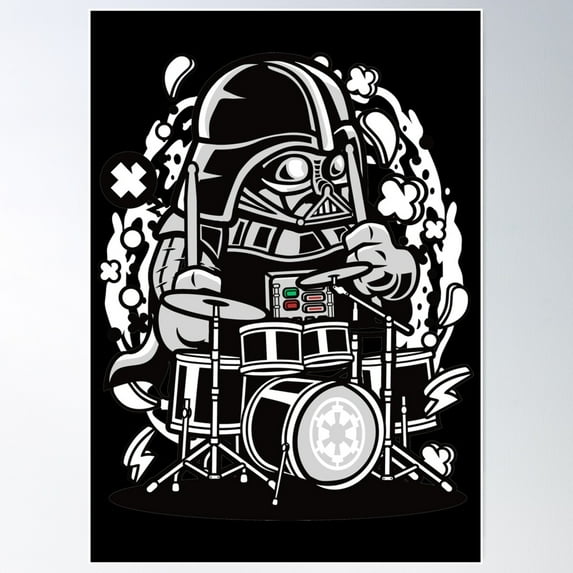 Lord Alien Drummer Chibi Art Style Poster Wall Art, Modern Wall Decor For Living Room Bedroom, 12x18 UNFRAMED