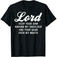 thumbnail image 1 of Lord Arm Shoulder Hand Mouth God Jesus Prayer Christian Gift T-ShirtMen's and women's gift, black and white T-shirt, size: Extra large S-4XL, 1 of 4