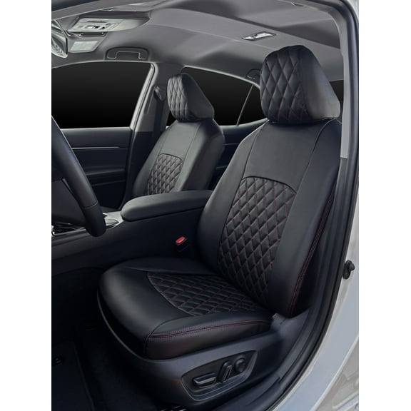 Lord AutoFashion Custom Fit Seat Covers for Toyota Highlander 2020-2023 Model Years, Turin Diamond Black/Red/Red (Full Set, Not for Capitan Chairs)
