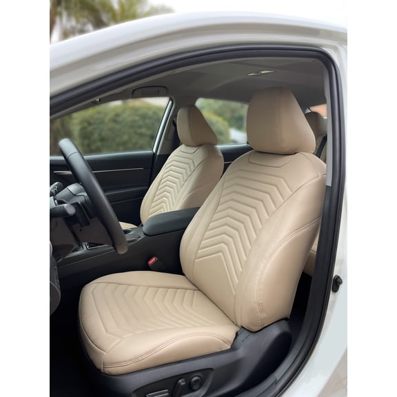 Lord AutoFashion Premium Custom Fit Seat Covers for Toyota Corolla S, SE, XSE Sedan 2012 2013 2014 2015 2016 2017, Full Set, PU Leather.(Byron President Beige)