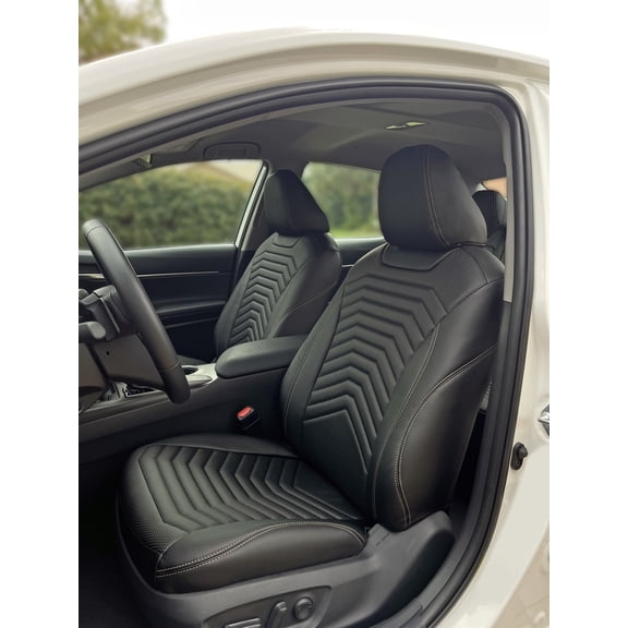 Lord AutoFashion Premium Custom Fit Seat Covers for Toyota Corolla S, SE, XSE Sedan 2012 2013 2014 2015 2016 2017, Full Set, PU Leather.(Byron President Black/Beige)