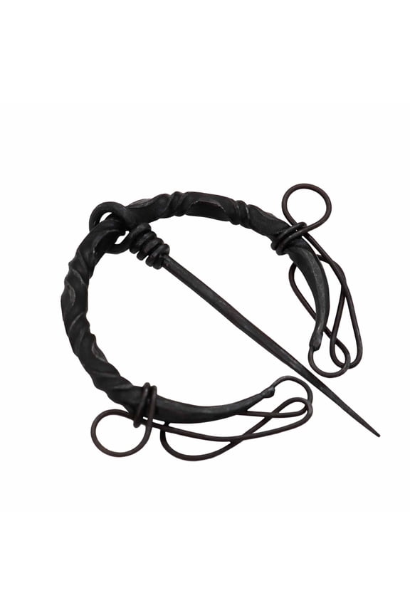 Iron Cloak Fibula with Knotted Ends Twisted Design Hand Forged Iron Functional Brooch/Clasp for Medieval Clothes LARP Cosplay Medieval Fantasy Events Halloween Costume