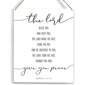 the Lord Bless You and Keep You Bible Verse Wood Sign Rustic Numbers 624-26 Wooden Hanging Plaque for Home Office Wall Art Decoration 8x10 Inch Present