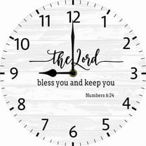 The Lord Bless You And Keep You God Quotes Wall Decor Christian Clock Christian Gifts Her Bible Verse Clock 10 Inch Silent Non-Ticking Clock Battery Operated For Kitchen Living Room