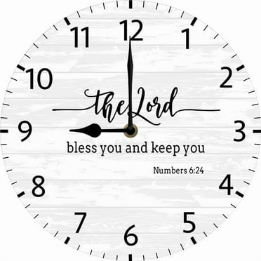 The Lord Bless You And Keep You God Quotes Wall Decor Christian Clock Christian Gifts Her Bible Verse Clock 10 Inch Silent Non-Ticking Clock Battery Operated For Kitchen Living Room