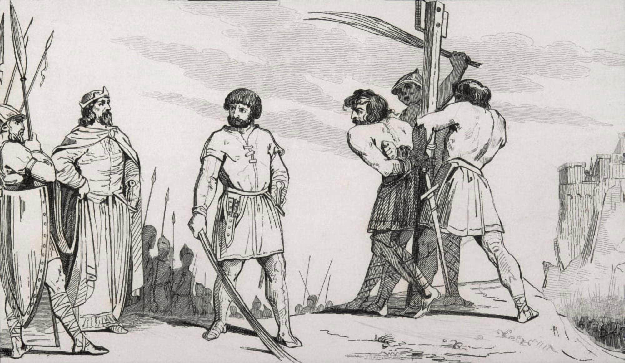Lord Bodillon Is Whipped After Complaining About Tax Increase Ordered By Childeric Ii 653 To 675 From Histoire De France By Colart Published Circa 1840 Canvas Art - Ken Welsh Design Pics (19 x 11)