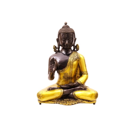 Lord Buddha Brass Statue - Blessing Buddha Idol for Garden, Puja, Home Mandirs, Gifts by Pooja Bazar 12 x 6.5 x 10 In