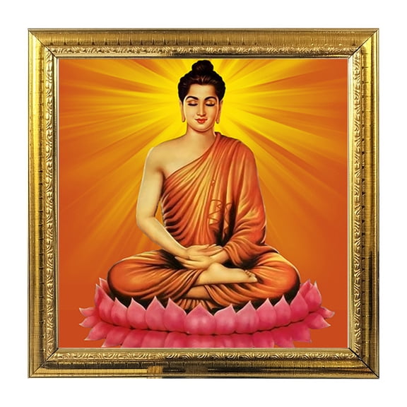 Lord Buddha India God Idol Photo Frame for Pooja Hindu Bhagwan Devi Devta Photo Frame Wall Mount Puja Temple Photo Frame 5.4 in