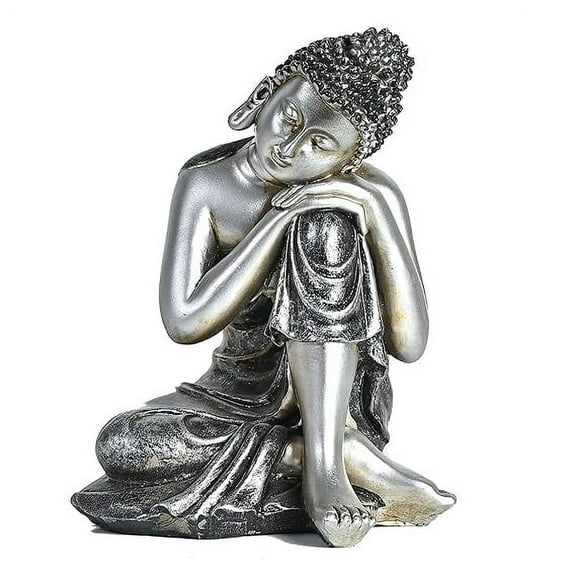 Lord Buddha Resting on Knee Statue - 6-Inch Peaceful Buddha for Living Room, Office, Meditation, Yoga Room & Garden Spiritual Gift Dcor