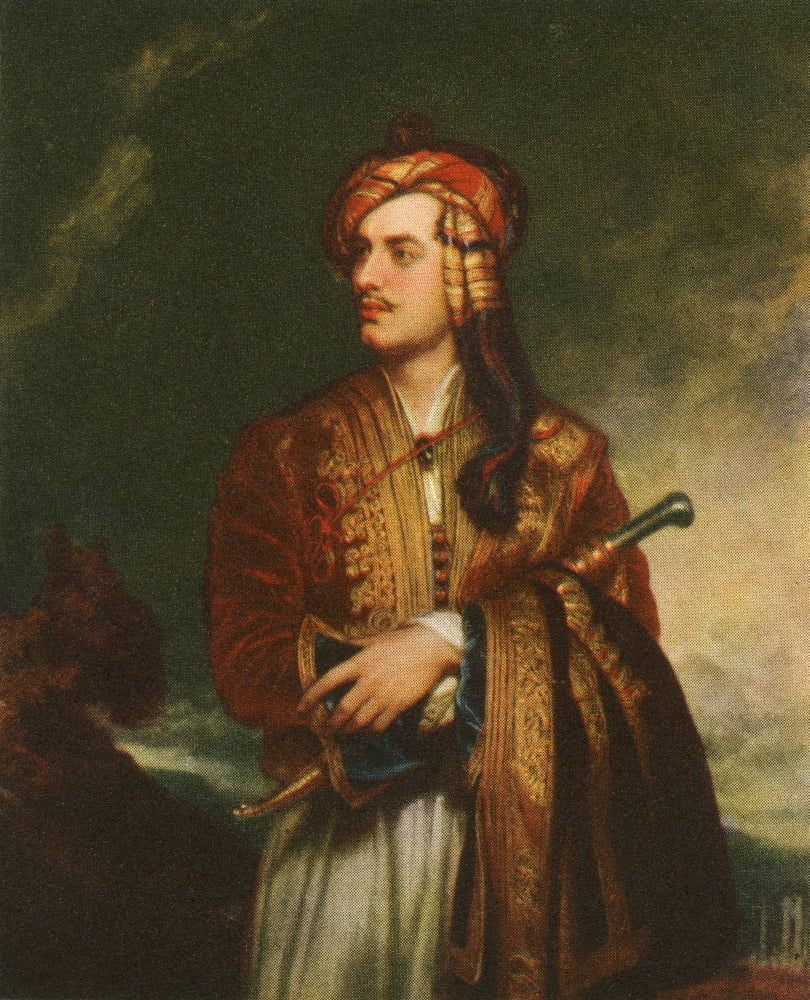 Lord Byron in Albanian dress after the painting by Thomas Phillips in 1813 George Gordon Byron 6th Baron Byron later George Gordon Noel 6th Baron Byron 1788 Canvas Art - Ken Welsh Design Pics (24 x 3